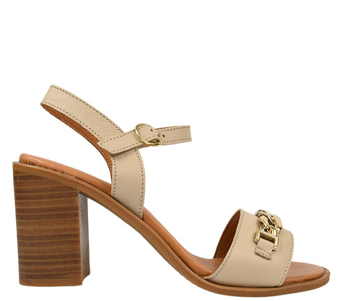 Sandale elegante, dama, ANNA VIOTTI, D42-9103 bej, piele naturala, toc